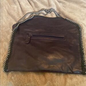 Dark Brown Leather Tote with Chain Detail